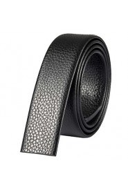 Mens Black Ratchet Belt Business Casual Genuine Leather No Buckle 3.5cm Width