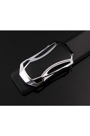 Unisex Party/Work/Casual Calfskin Waist Belt men's leather belt leather belt buckle width 3.3cm white black