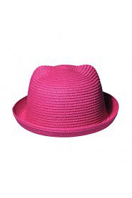 Women Orecchiette Cute Straw Bear Beach Casual Pure Color Hat