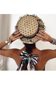 Ms. Wheat-colored Sun Lace Gauze Beach Hat