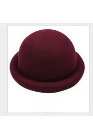Women Vintage Candy Color British Folding Edge Wool Bowler Hats