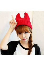 Orecchiette Devil Horn Fluorescent Wool Knitted Cute Hat In Autumn And Winter