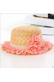 Idyllic Beach Straw Hat Chiffon Flowers