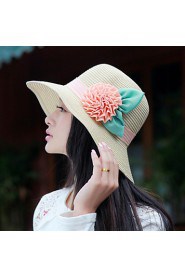 Women Straw Flowers Fedora Hat,Party/ Casual Spring/ Summer/ Fall