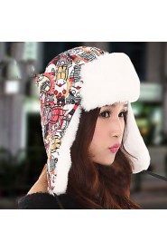 Women Thick Winter Outdoor Snow Warm Hat Ear Protection Cartoon Printing Lei Feng Hat