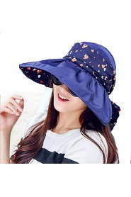 Women Summer Solid Ribbon Floppy Bowknot Middle Brim Foldable Sun Hat
