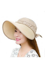 Women Summer Solid Straw Clothes Patchwork Middle Brim Foldable Straw Sun Hat