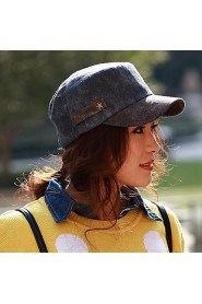 Ouyue Korean Cowboy Flat-Top Cap Vintage 100% Cotton Peaked Cap