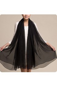Women Cute Pure Color High-end Elegant Black Silk Scarves Chiffon Shawl Beach Towel