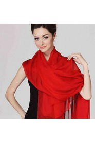 Women Cute Pure Color High-end Red Silk Scarves Chiffon Shawl Beach Towel