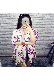 Literary Cotton Long Shawl Large Size Women Butterfly Print Scarves