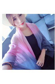 Women Summer Sun Gradient Color Matching Super Wide Cotton Shawls Variety of Knot Silk Scarves