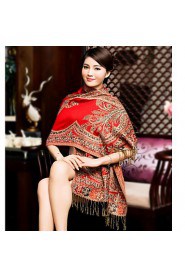 Warm Autumn And Winter Scarves Korean Female National Wind Phoenix Noble Embroidery Jacquard Fringed Oversized Shawl