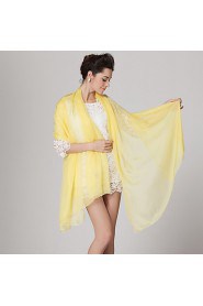 Women Cute Pure Color Brightly Yellow High-end Scarves Chiffon Shawl Beach Towel