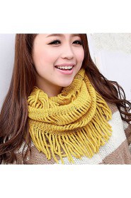 Tassels Thick Pure Color Collars Autumn And Winter Lady Wool Hollow Scarf