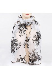 Women's Chiffon Flower Long Soft Silk Rayon Wrap Shawl Scarf