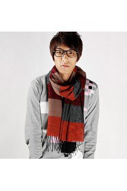 Unisex Wool Casual Men's Plaid Cashmere Fringed Scarves Warm Scarf