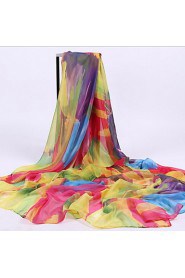 Summer Silk Spring And Winter Long Section Of Rainbow-colored Scarf Printed Beach Towel Scarf