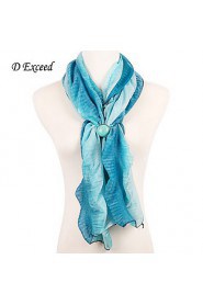 Fashion Polyester Scarf Women Gril Blue Print Voile Scarf Turquoise Bead Winter Brand Scarves Soft Shawl