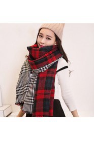 Autumn And Winter Thick Double-sided Burr Houndstooth Plaid Shawl Scarf
