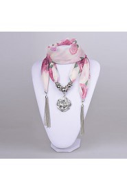 Women Rose Polyster Scarf necklace