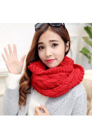 Women Cute High-end Couple Pure Color Thick Line Twist Warm Knitted Scarf