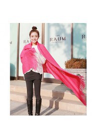 Hippocampus Wool Fringed Hollow Solid Color Thickening Lengthen Female Scarf Shawl