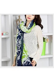 Super Beautiful Snowflake Line Printed Voile Green Scarf Mixed Colors Scarves