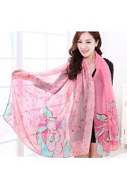 Roses Silk Scarves Voile Warm Shawl Scarf