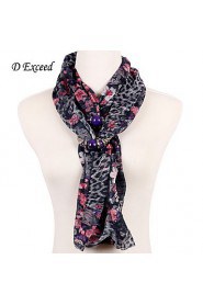 New Fashiom Match Chiffon Women Scarves Retro Pendant Scarf With Flower Printing And Grey Dot Pendant Scarves