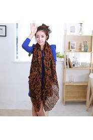 Popular Classic Leopard Voile Scarves Fold Oversized Shawl