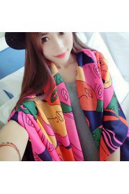 Mask Pattern Rainbow Color Printing Cotton Scarf Shawl Sunscreen Scarves