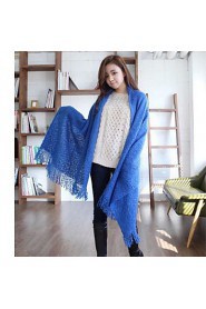 Women Pure Color Mohair Knit Scarves Warm Shawl Scarf