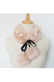 Collars Sleeveless Faux Fur Black/ Dark Navy/ Jade/ Pearl Pink/ Regency/ Almond Party/Evening/ Casual Lace-up
