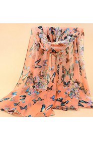 Women's Ms Qiu Dong The New Extension Han Edition Printed Silk Scarves Shawls Velvet Chiffon WR103 Orange