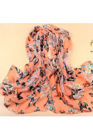 Women's Ms Qiu Dong The New Extension Han Edition Printed Silk Scarves Shawls Velvet Chiffon WR103 Orange