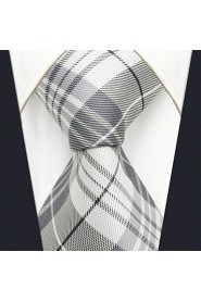 Men's Tie Gray Checked Fashion 100% Silk Business
