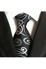 Men Wedding Cocktail Necktie At Work Black White Colors Tie