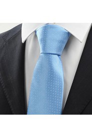 Men's Necktie Light Sky Blue Dots Wedding/Business/Work/Formal/Casual Tie With Gift Box
