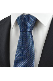 Men's Necktie Dark Navy Blue Cross Check Wedding/Business/Work/Formal/Casual Tie With Gift Box