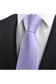 Men's Necktie Purple Lavender Violet Striped Wedding/Business/Work/Formal/Casual Tie With Gift Box