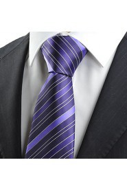 Men's Purple Striped Tie Necktie For Wedding Formal Business Work Casual With Gift Box