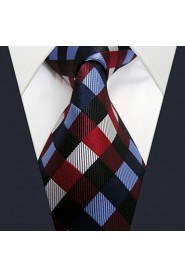 U2 Checkered Blue Red Neckties Men Ties Classic Business Long Size