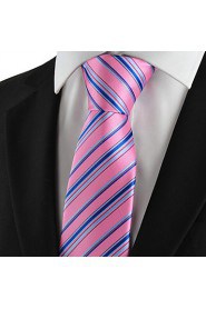Men's Tie Necktie Pink Blue Striped Wedding/Business/Party/Work/Casual With Gift Box