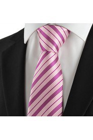 Men's Tie Necktie Pink Striped Wedding/Business/Party/Work/Casual With Gift Box