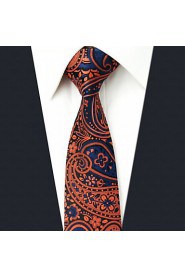 Men's Tie Burgundy Paisley Skinny Necktie Fashion 100% Silk Business