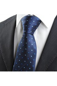 Men's Navy Dark Blue Flora Dot Necktie Wedding Formal Business Work Casual Tie With Gift Box