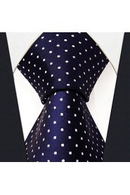 Men's Business Polka Dots Navy Blue Silk Necktie