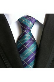 Men Wedding Cocktail Necktie At Work Purple Blue Cross Tie