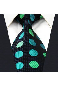 Men's Tie Green Dots Fashion 100% Silk Business